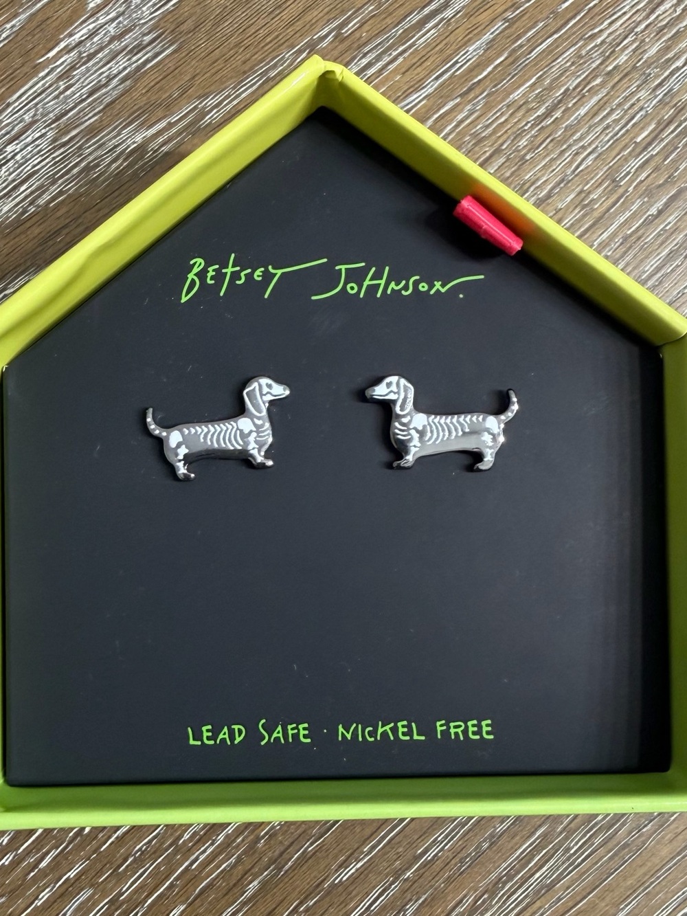 Betsey Johnson Dachshund, Weiner Dog, Halloween Skeleton Stud Earrings